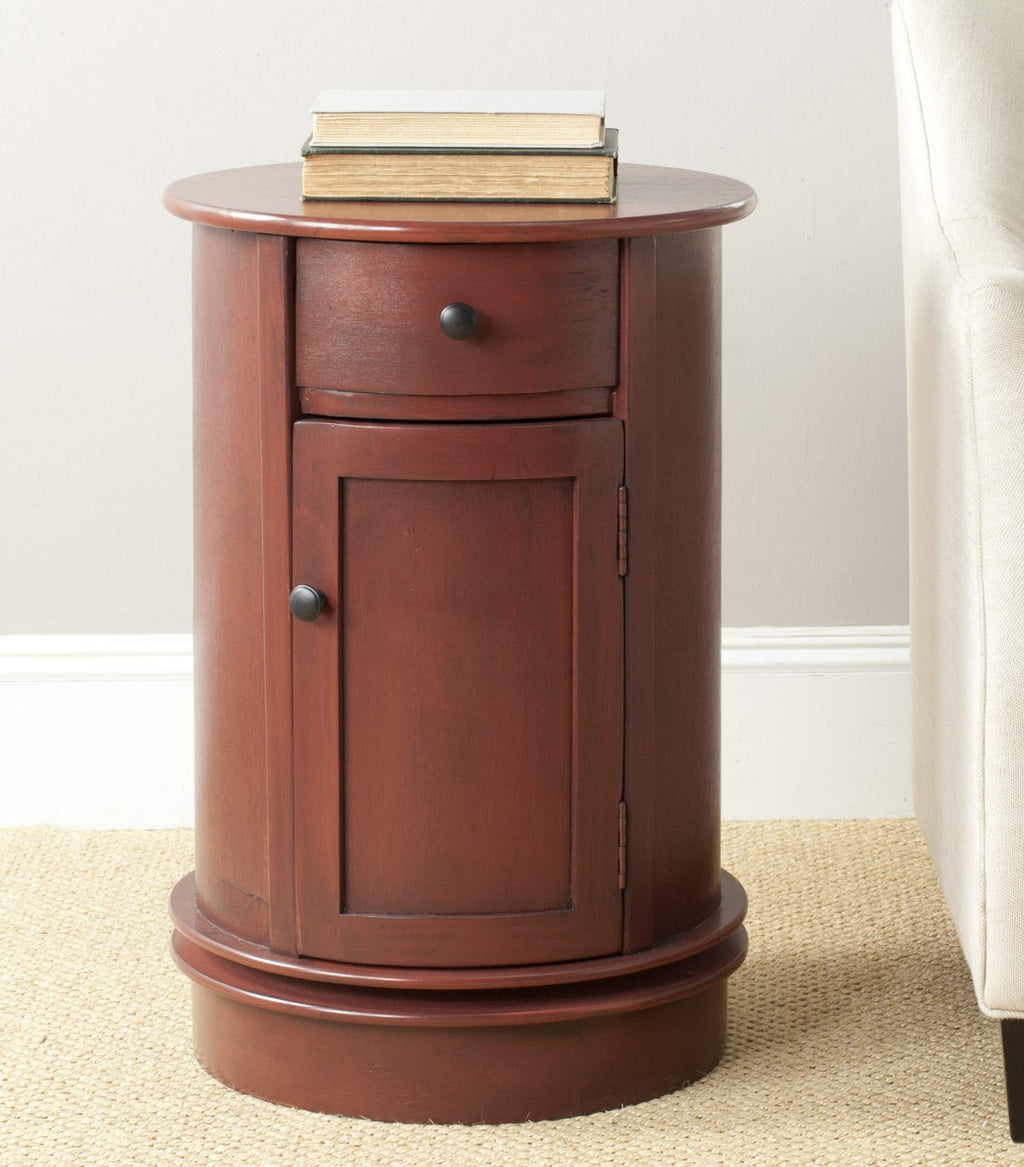 26" Dark Cherry Swivel Storage Accent Table F447207
