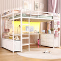 White Twin Loft Bed with L-Shaped Desk and 8 Storage Drawers N688710