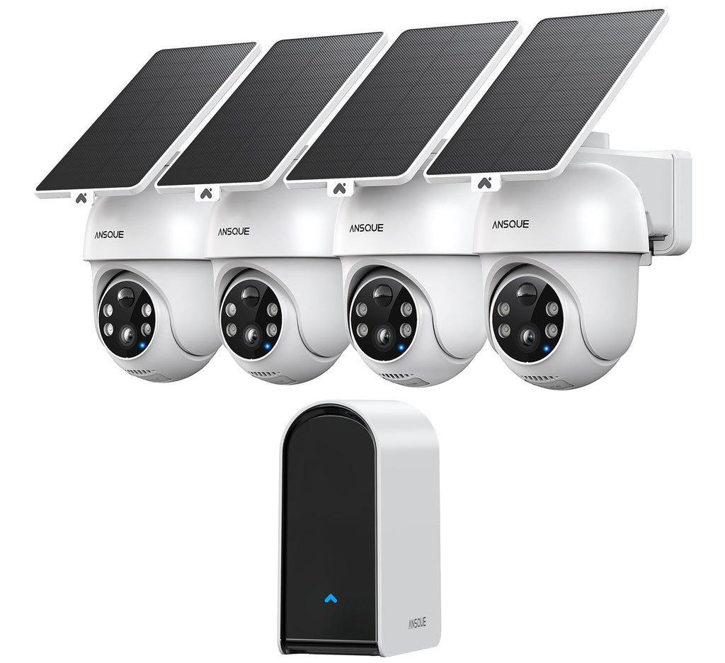 Wireless Outdoor Solar Powered 4-Cam Security Cameras A4009