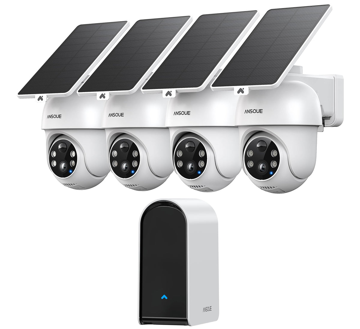 Wireless Outdoor Solar Powered 4-Cam Security Cameras A4009