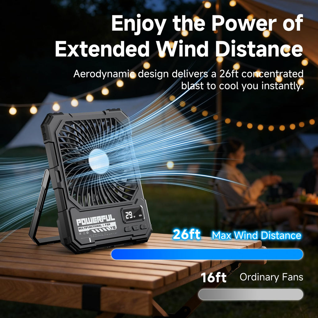 20000mAh Rechargeable Battery Powered Fan with LED Light P512
