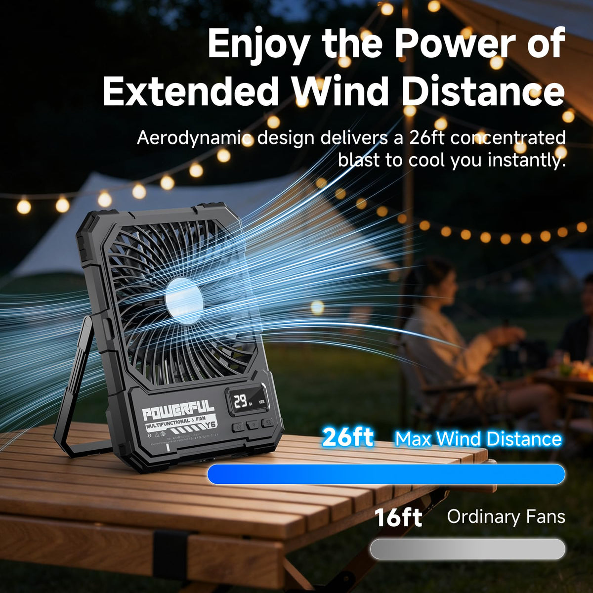 20000mAh Rechargeable Battery Powered Fan with LED Light P512