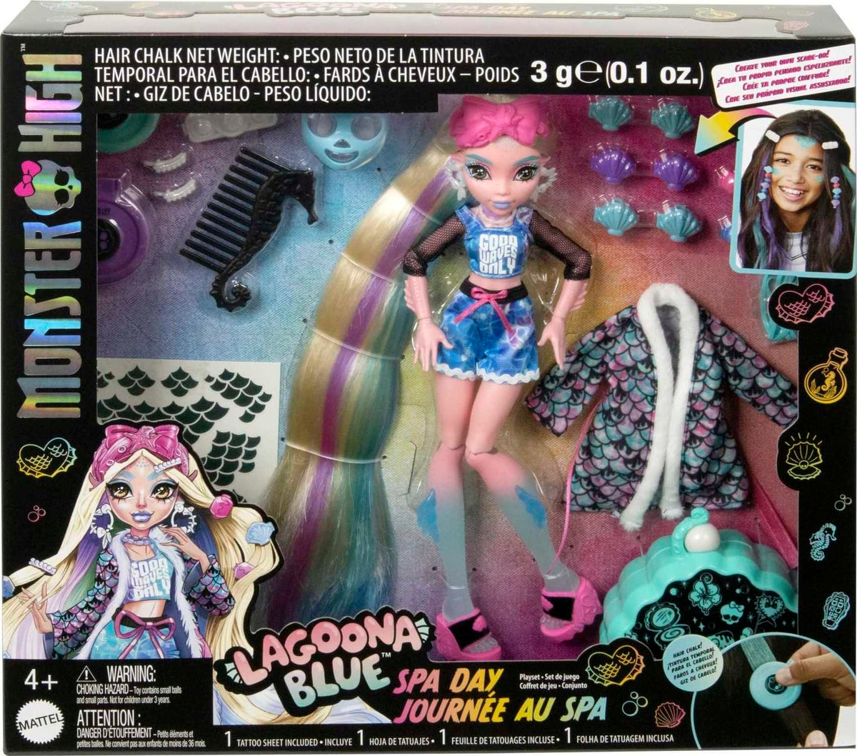 Monster High Doll with Hairstyling Clips, Hair Chalk & Tattoos P3105