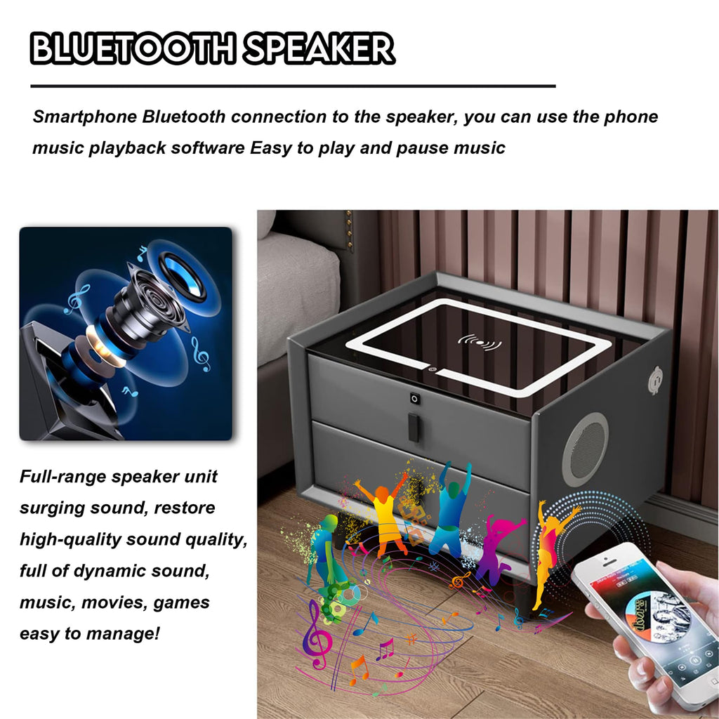 Pink 3 Drawer Nightstand with Charging Station and Speakers E62218