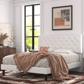 Queen Size Platform Bed Frame with Faux Leather Headboard L1951