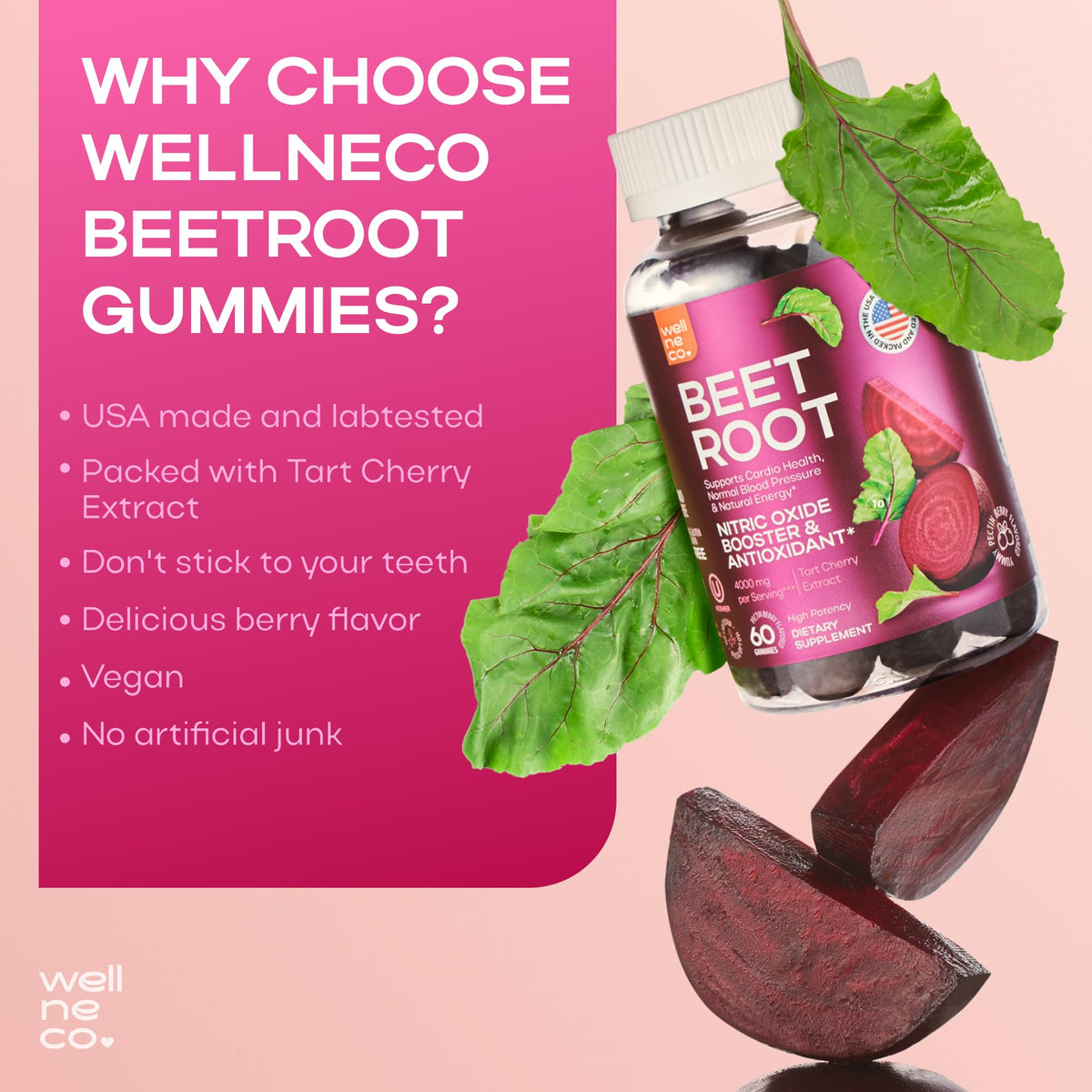 Beet Root Gummies with Tart Cherry, 60 Pcs A27643