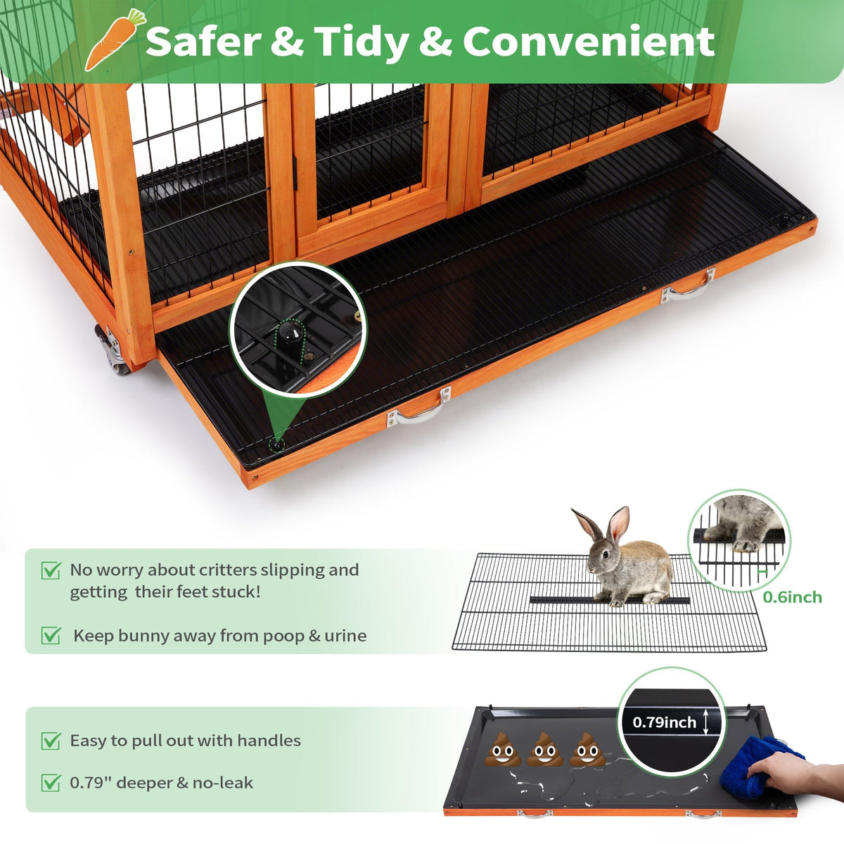 Rabbit Hutch with Wire Floor & Removable Tray N690517