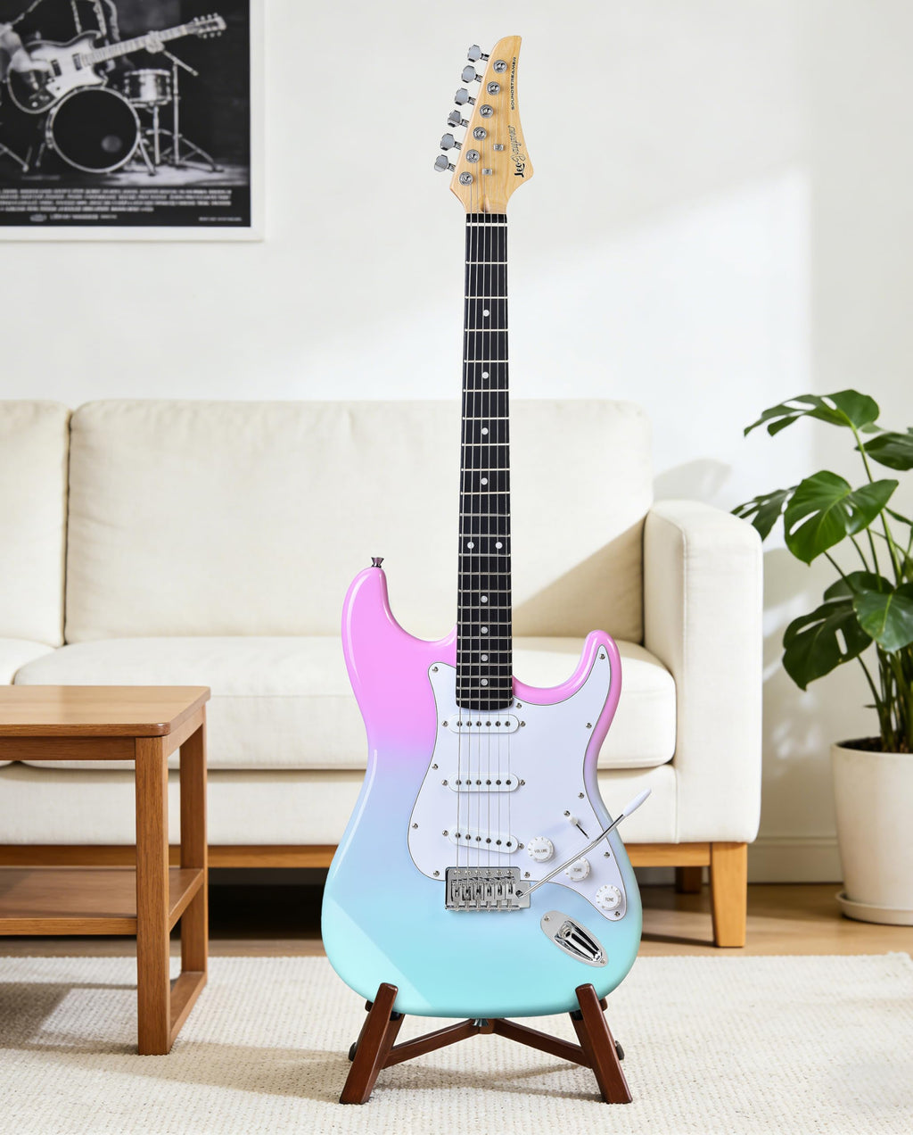 Beginner Electric Guitar 39” Kit with Portable Amplifier, Gig Bag, Tuner, Capo, Strap, Picks, SSS Pickups W333