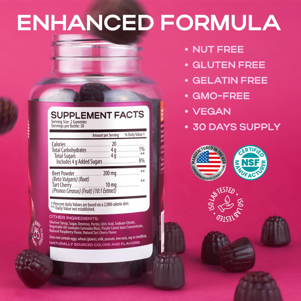 Beet Root Gummies with Tart Cherry, 60 Pcs A27643