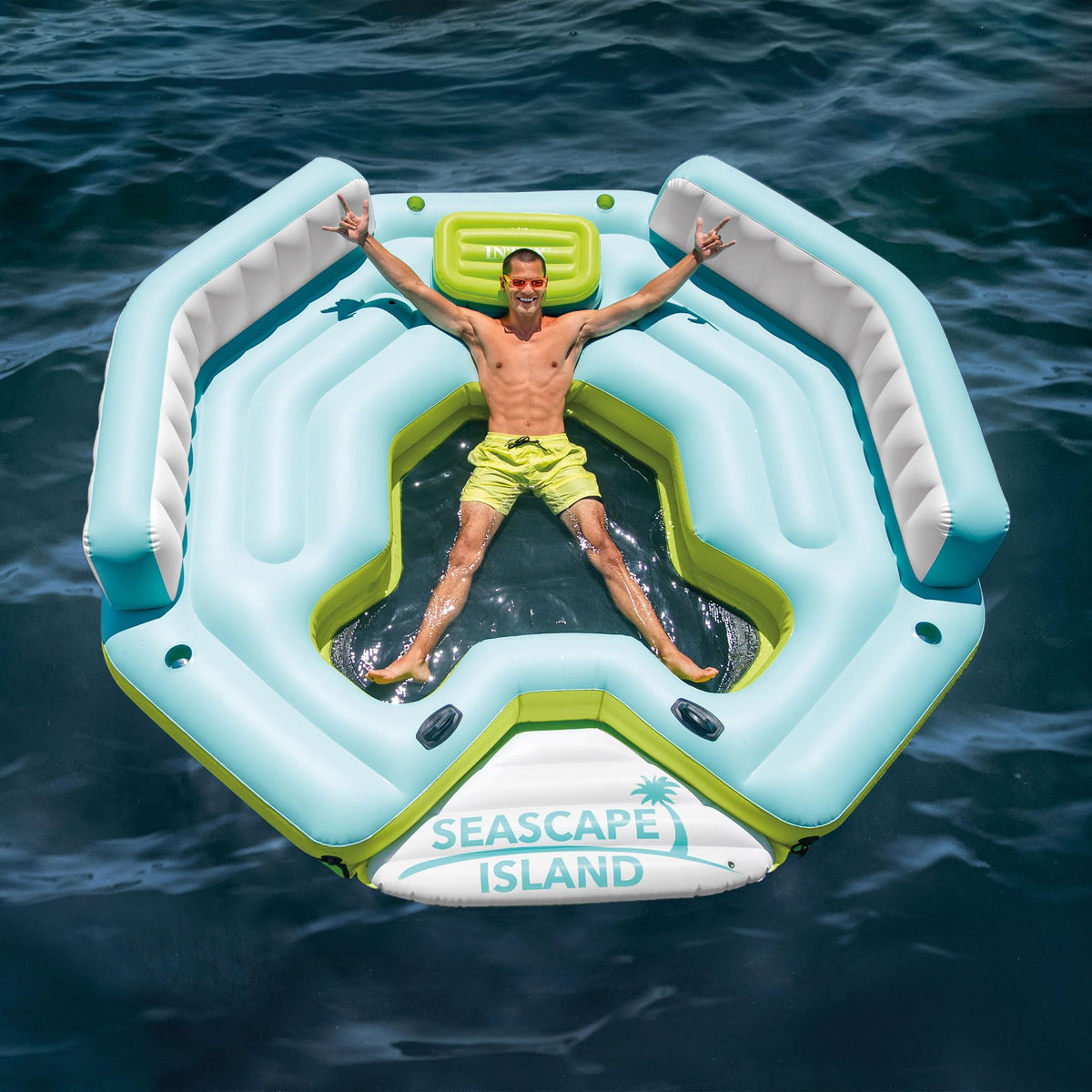 Inflatable Island Float with Built In Cooler and Cup Holder B629340