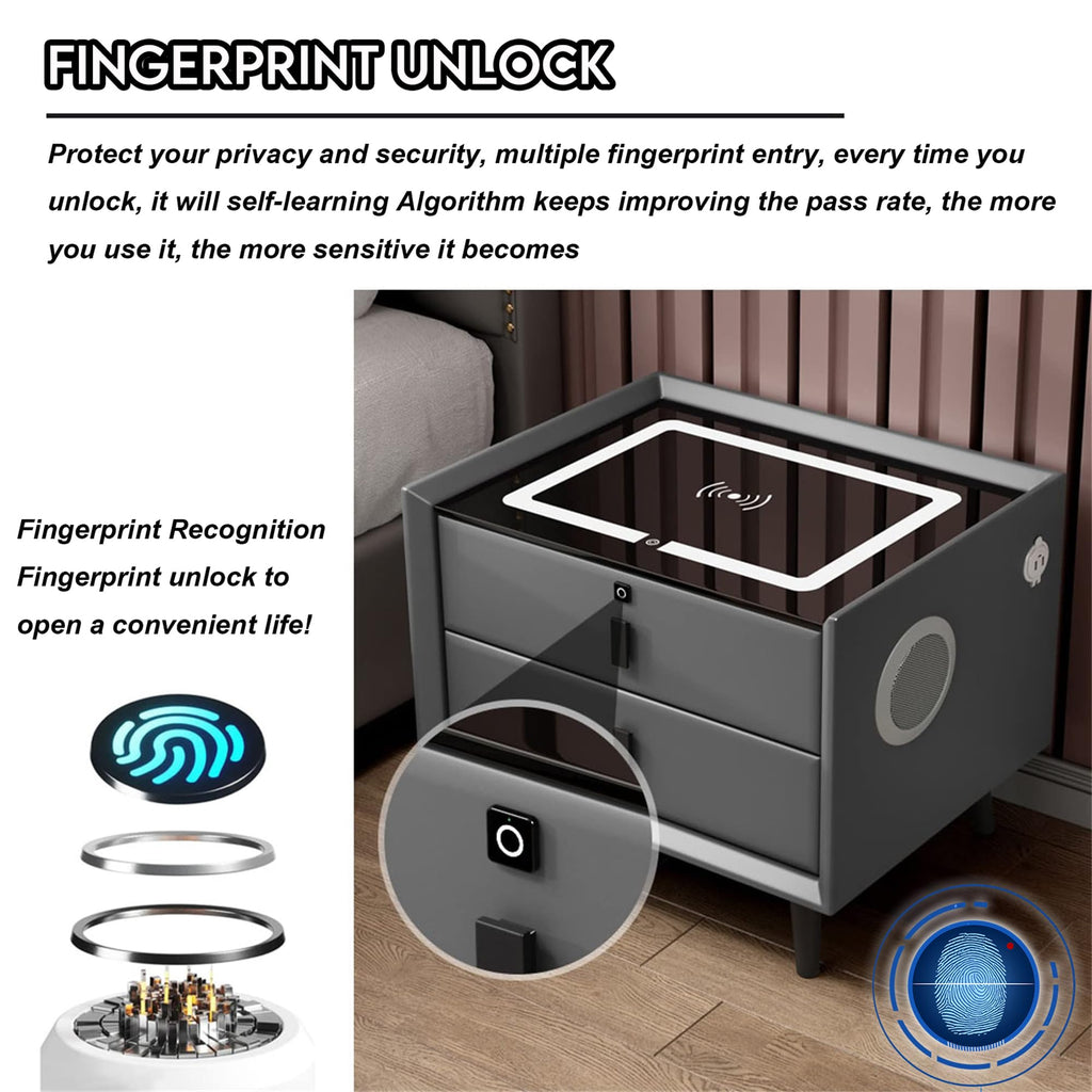 Pink 3 Drawer Nightstand with Charging Station and Speakers E62218