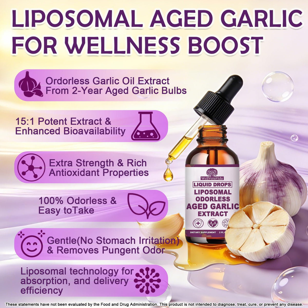 Organic Odorless Garlic Extract Liquid Drops 500mg I782