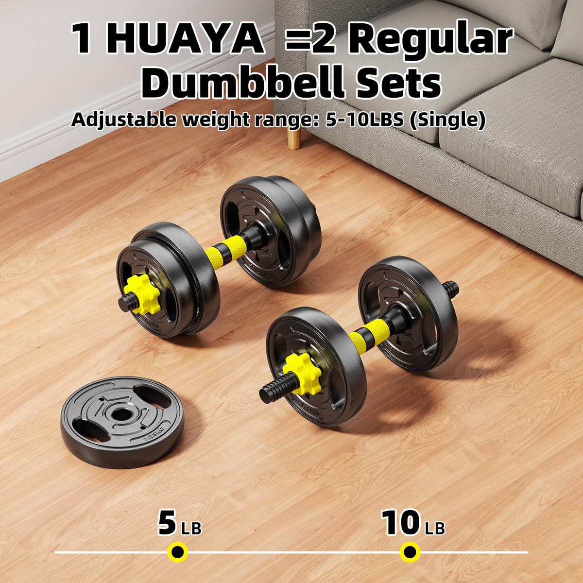 Adjustable Dumbbell Set 10-90lbs Free Weights V354
