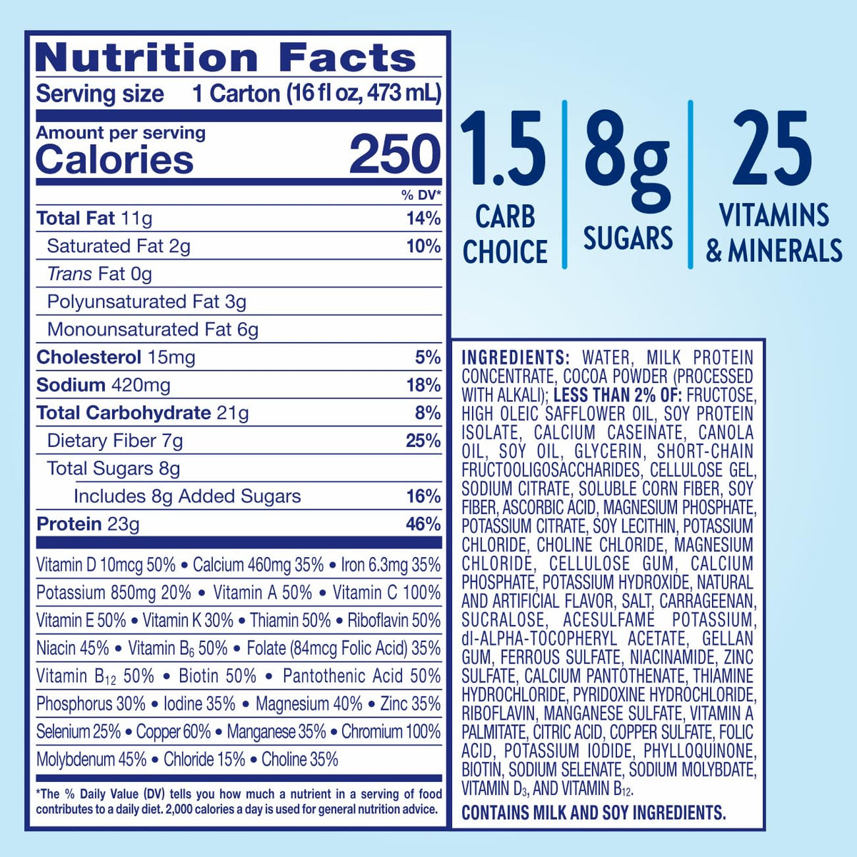 Classic Chocolate Diabetes Care Shake 23g Protein 12 Pack N320
