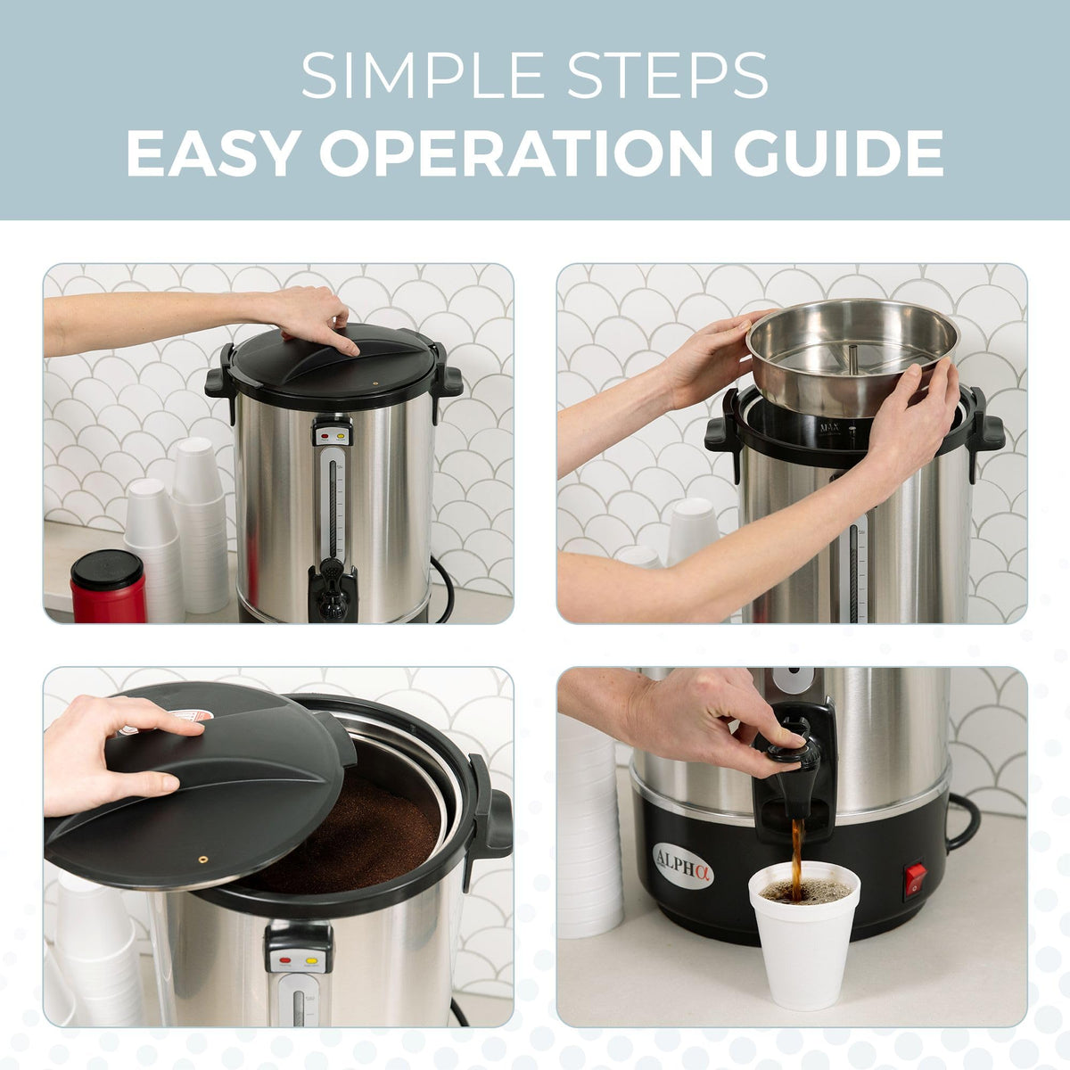 8L Stainless Steel Electric Coffee Urn T64842