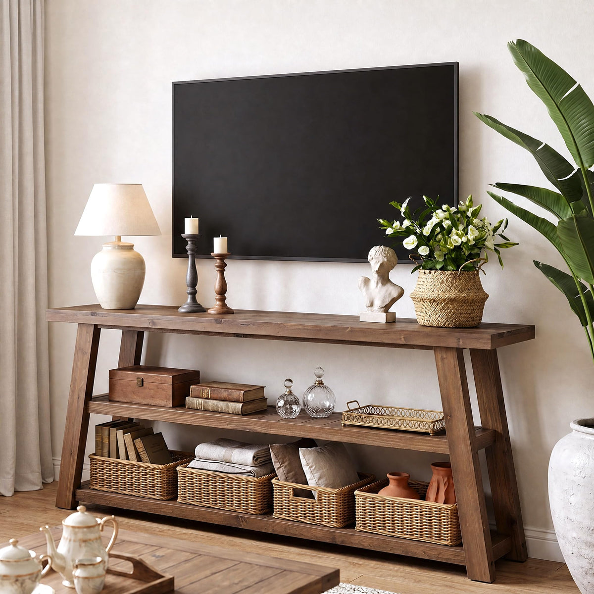 63" Solid Wood TV Stand F68782