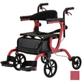 2-in-1 Rollator & Transport Wheelchair with Seat, Red R12639