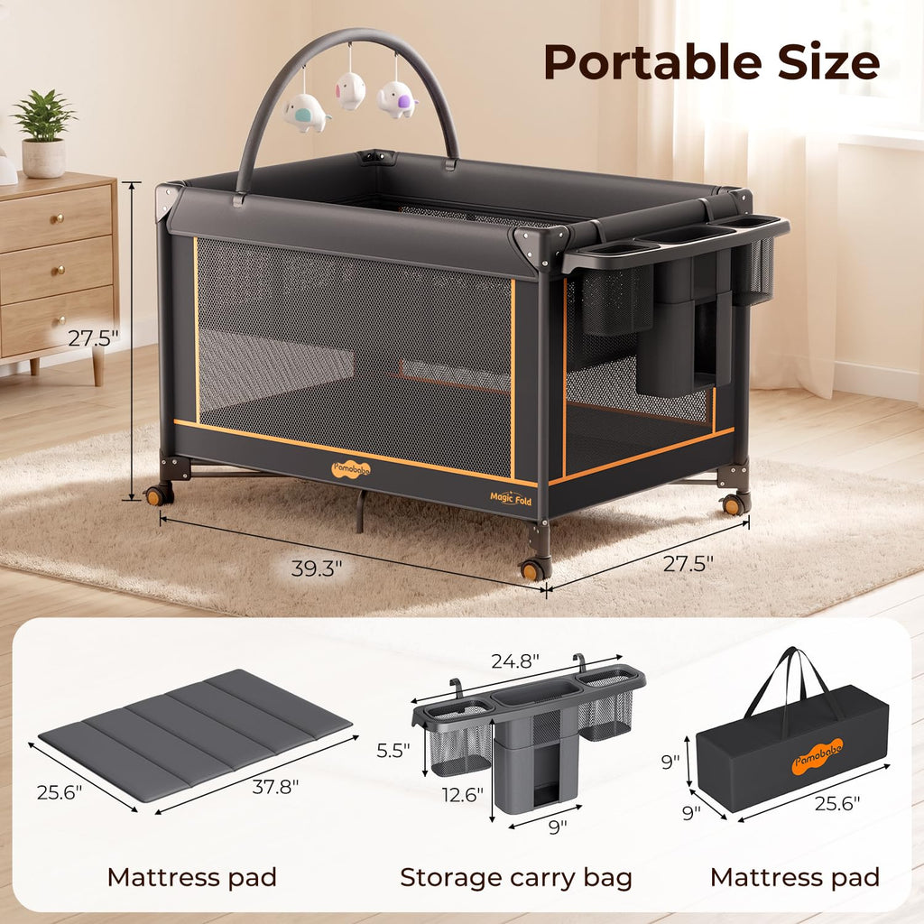 Portable Foldable Playard with Mattress and Storage Bag E202