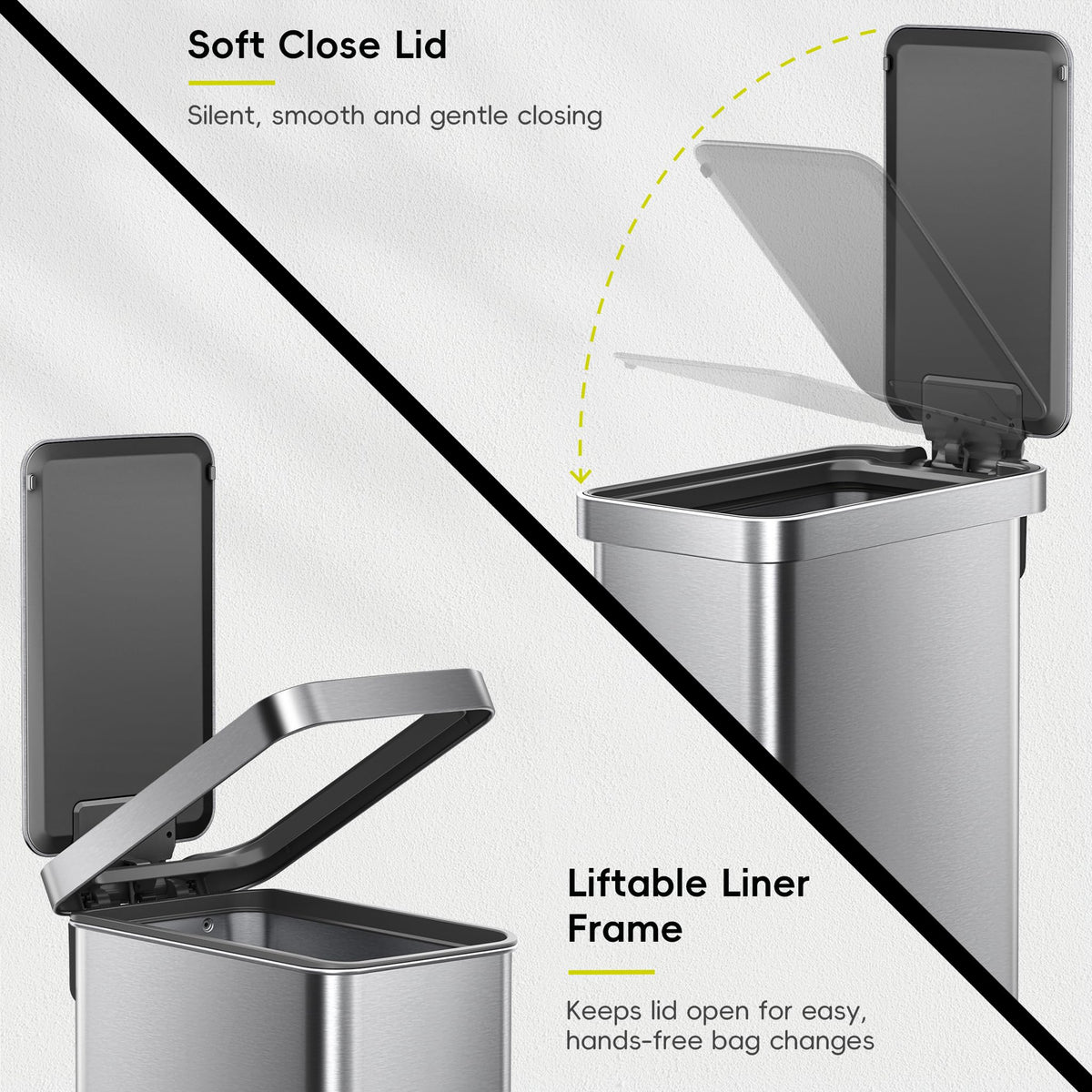 50L Stainless Steel Step Kitchen Trash Can with Lid X597