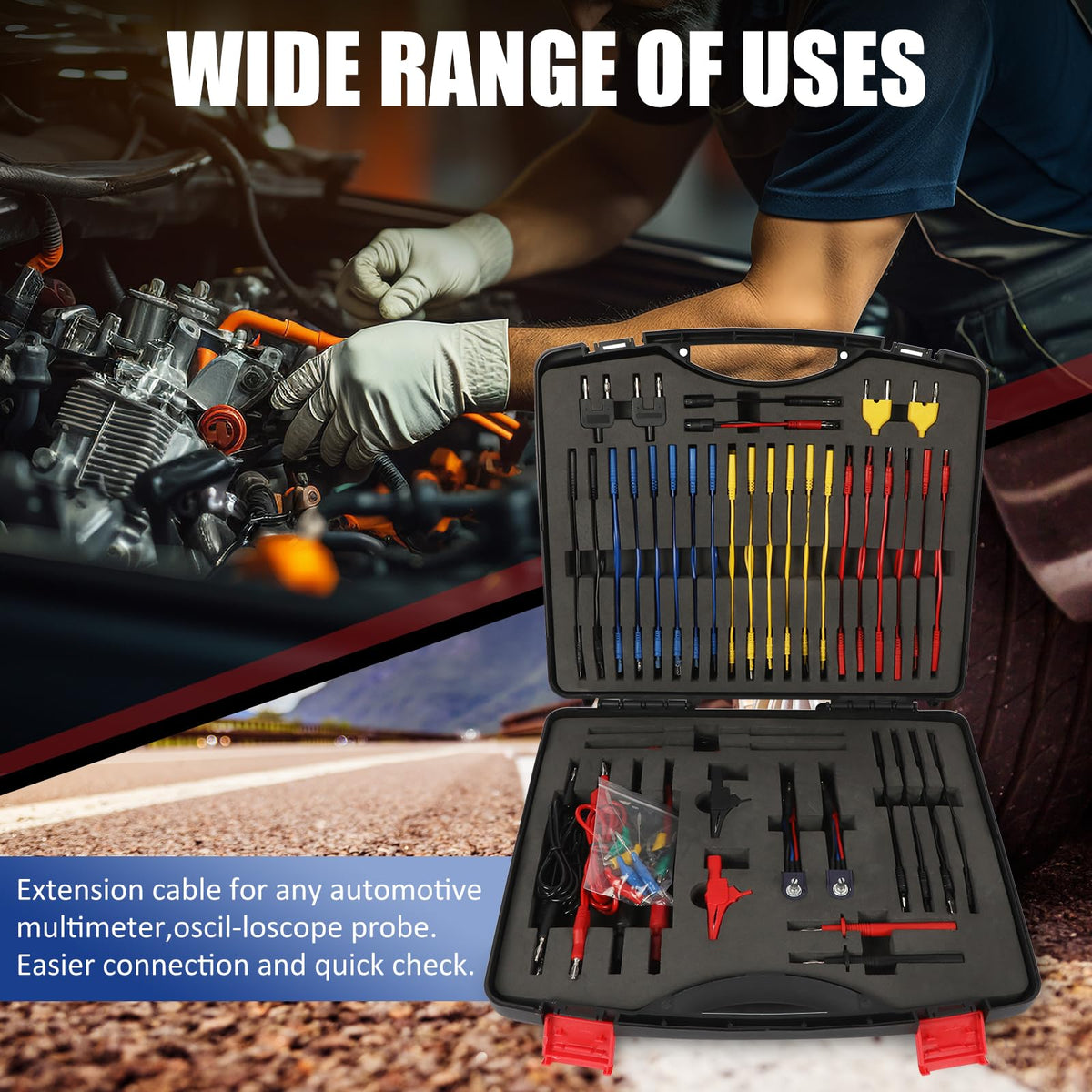 110 Pcs Automotive Circuit Test Lead Kit with Black Carrying Case A12417