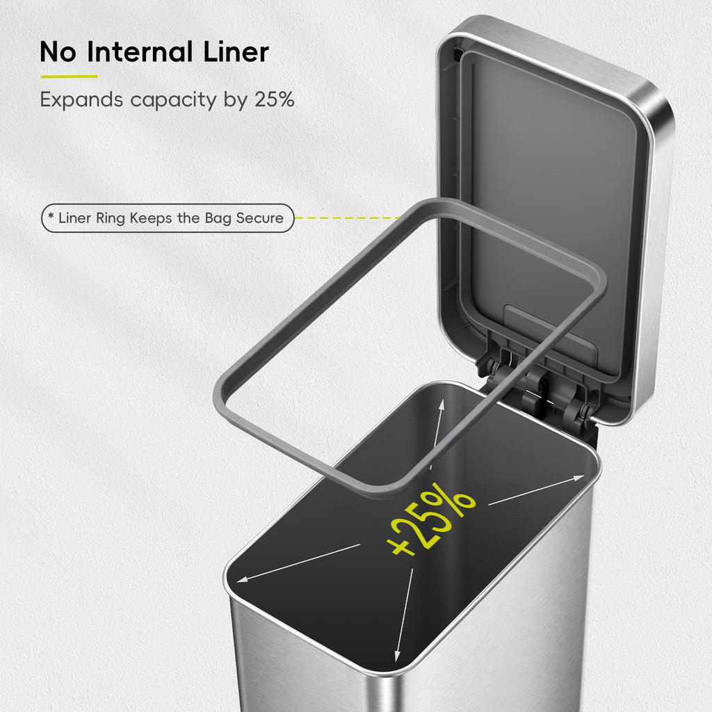 50L Stainless Steel Step Kitchen Trash Can with Lid X597