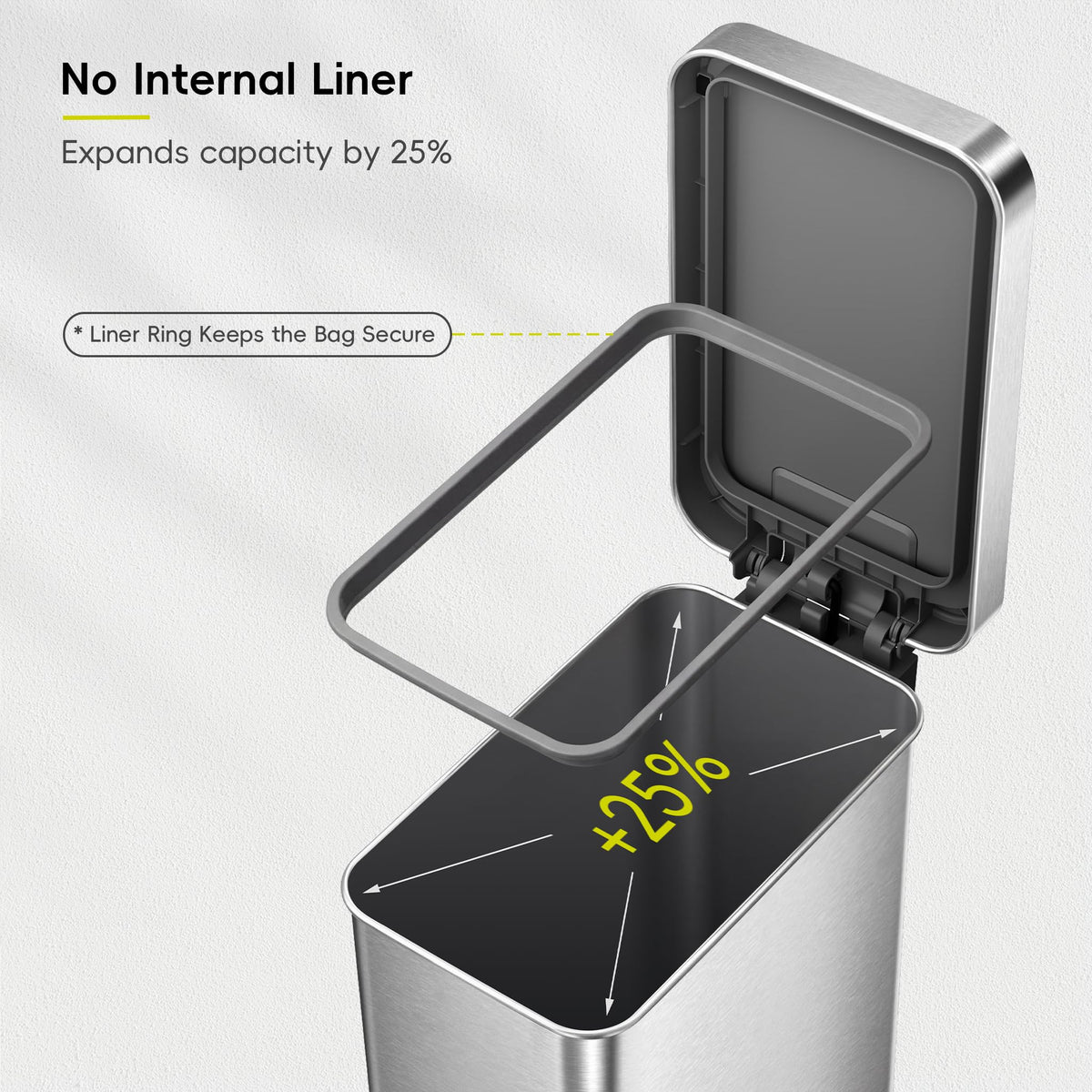 50L Stainless Steel Step Kitchen Trash Can with Lid X597
