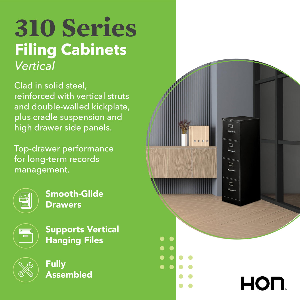 Black 4 Drawer File Cabinet L231052