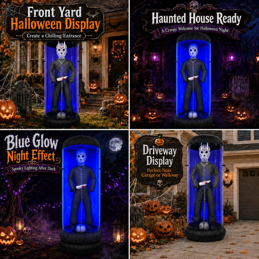7.6FT Halloween Inflatable Outdoor Decoration with Blue LED Lights N7579