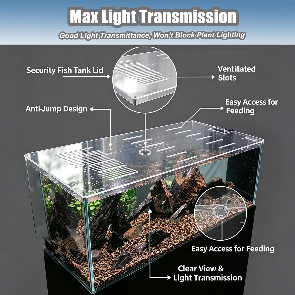 Clear Acrylic Aquarium Lid for 10-55 Gallon Tanks U585321