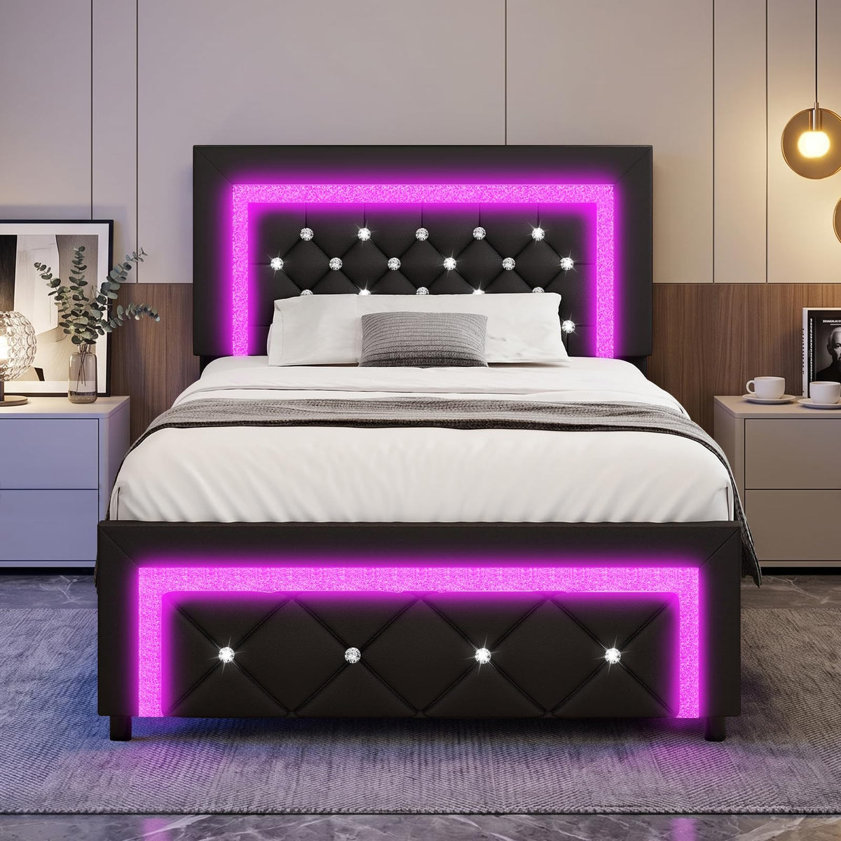 Twin Bed Frame with LED Lights A16761