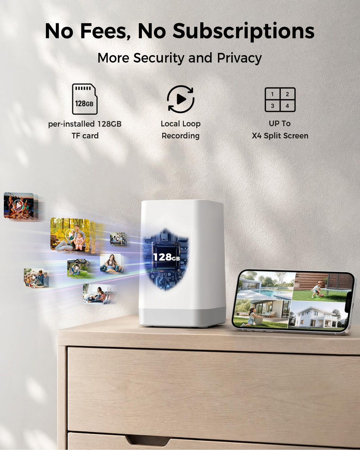 4MP Solar Powered Wireless Security Camera System with Color Night Vision T556361