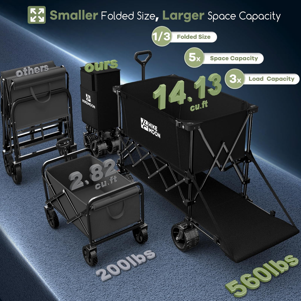 Collapsible Wagon with Extended Tailgate, Black Q677042