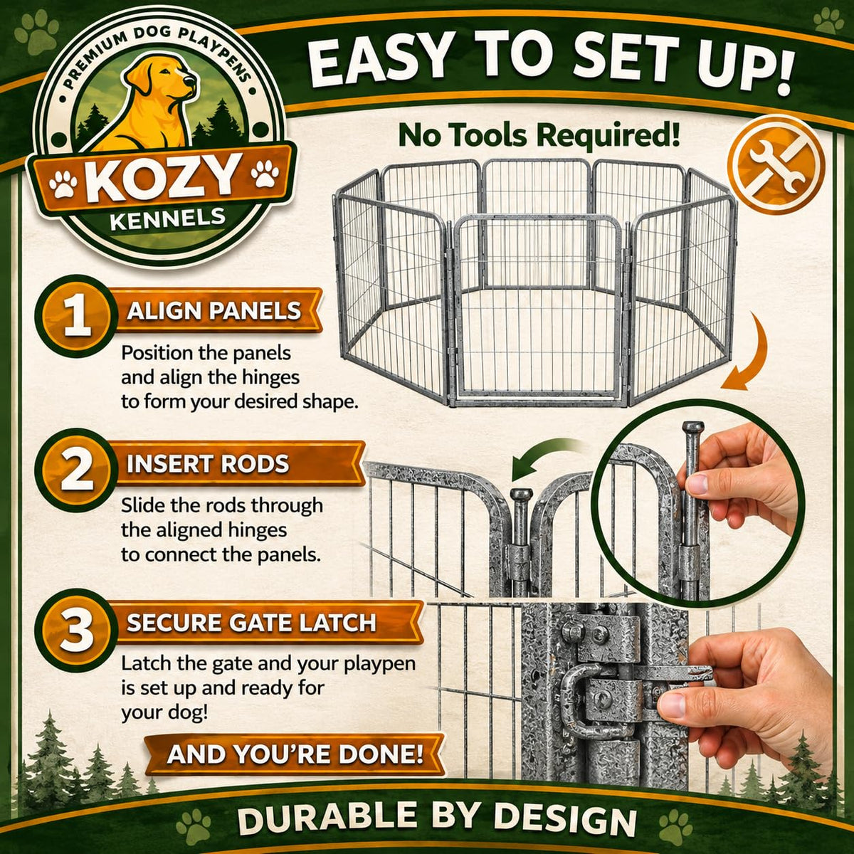 24 inch 16 Panels Heavy Duty Metal Portable Pet Playpen with Gate M2661