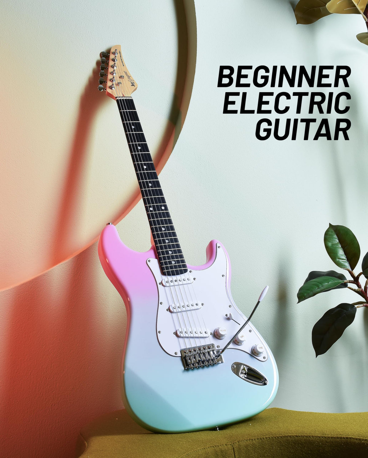 Beginner Electric Guitar 39” Kit with Portable Amplifier, Gig Bag, Tuner, Capo, Strap, Picks, SSS Pickups W333