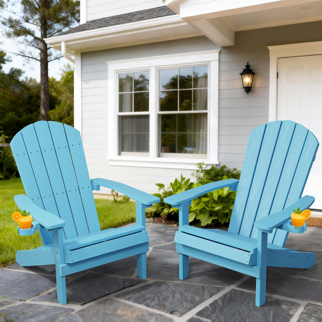 Blue Adirondack Chair with Cup Holder B8314