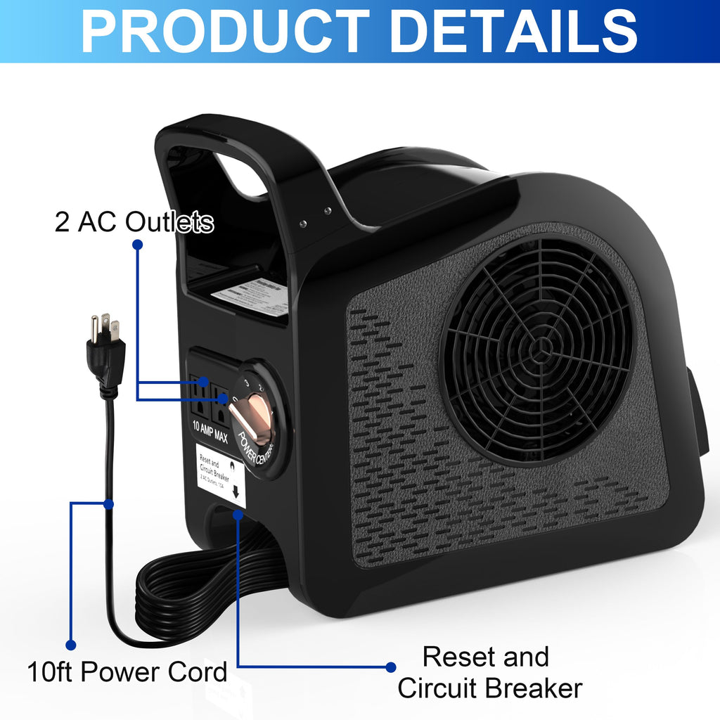 Portable High Velocity Floor Fan with 3 Speeds, Black L249544