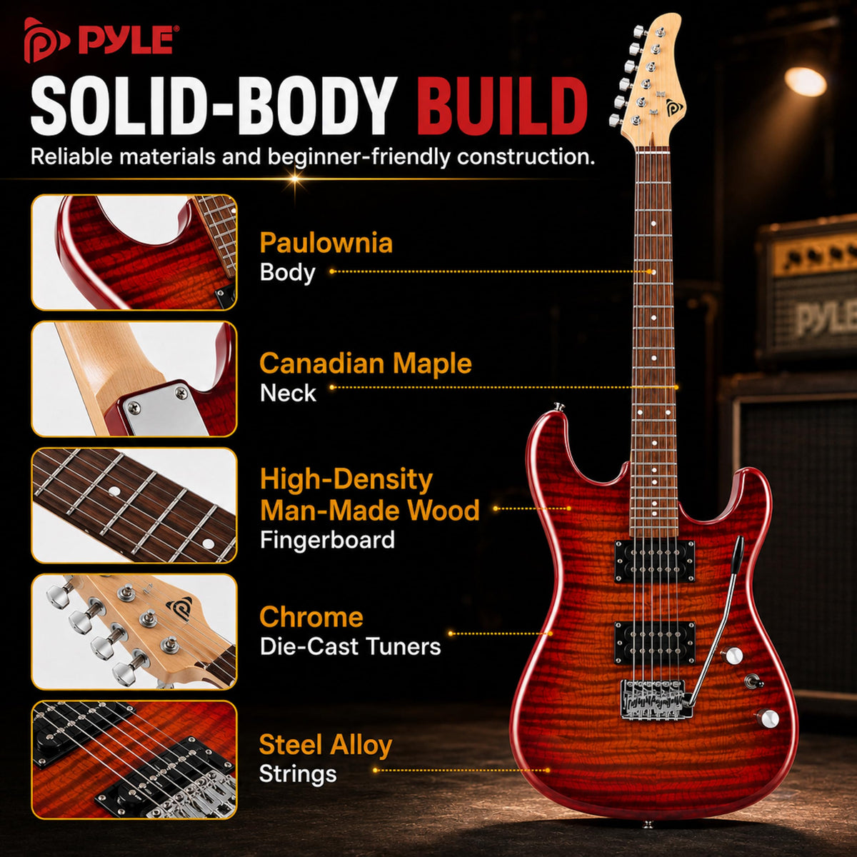 Red Full Size Electric Guitar Kit with Amp P8417