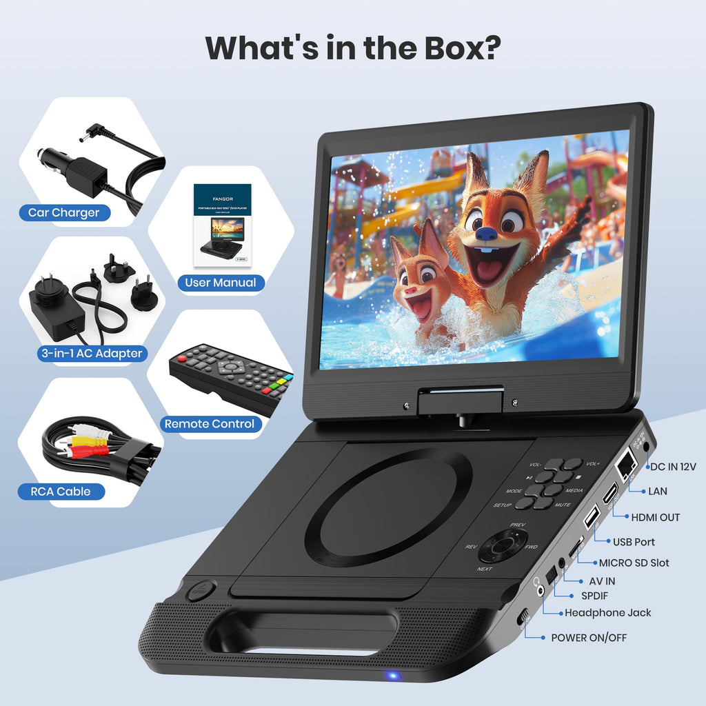 12.5" Portable Blu-ray Player with 10.5" 1080P Swivel Screen X68398