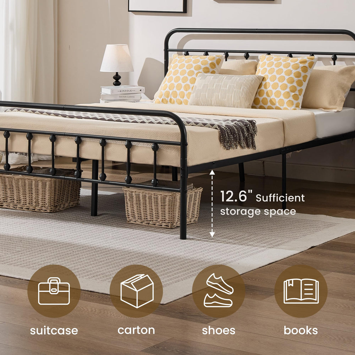 Full Metal Platform Bed Frame with Headboard and Footboard A25210