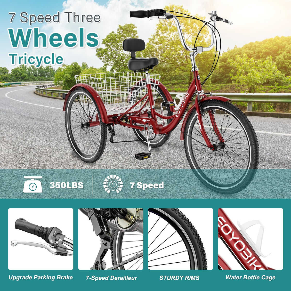 20/24/26 Inch 3 Wheel Bike T37853