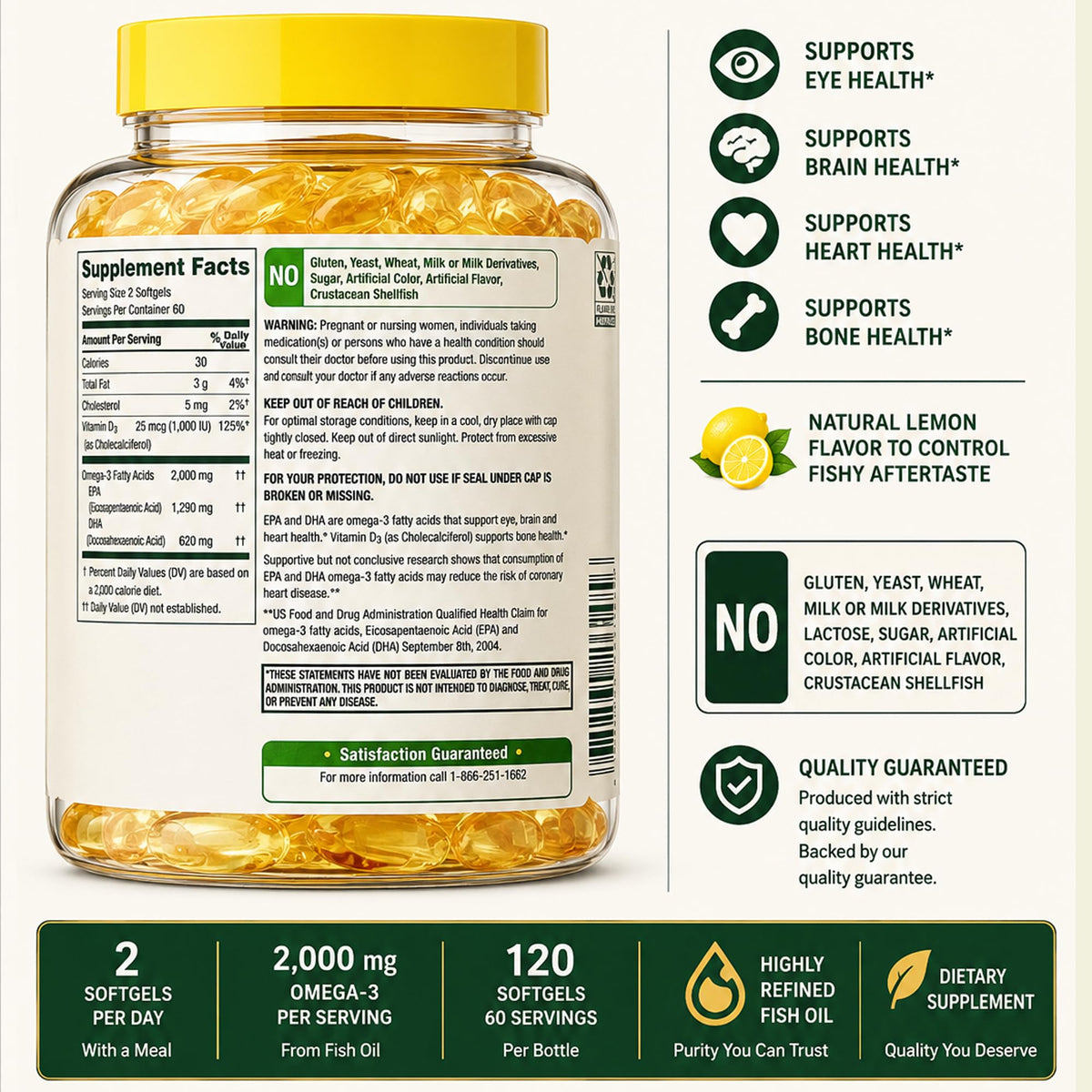 Omega-3 Fish Oil 2000 mg EPA DHA J4876