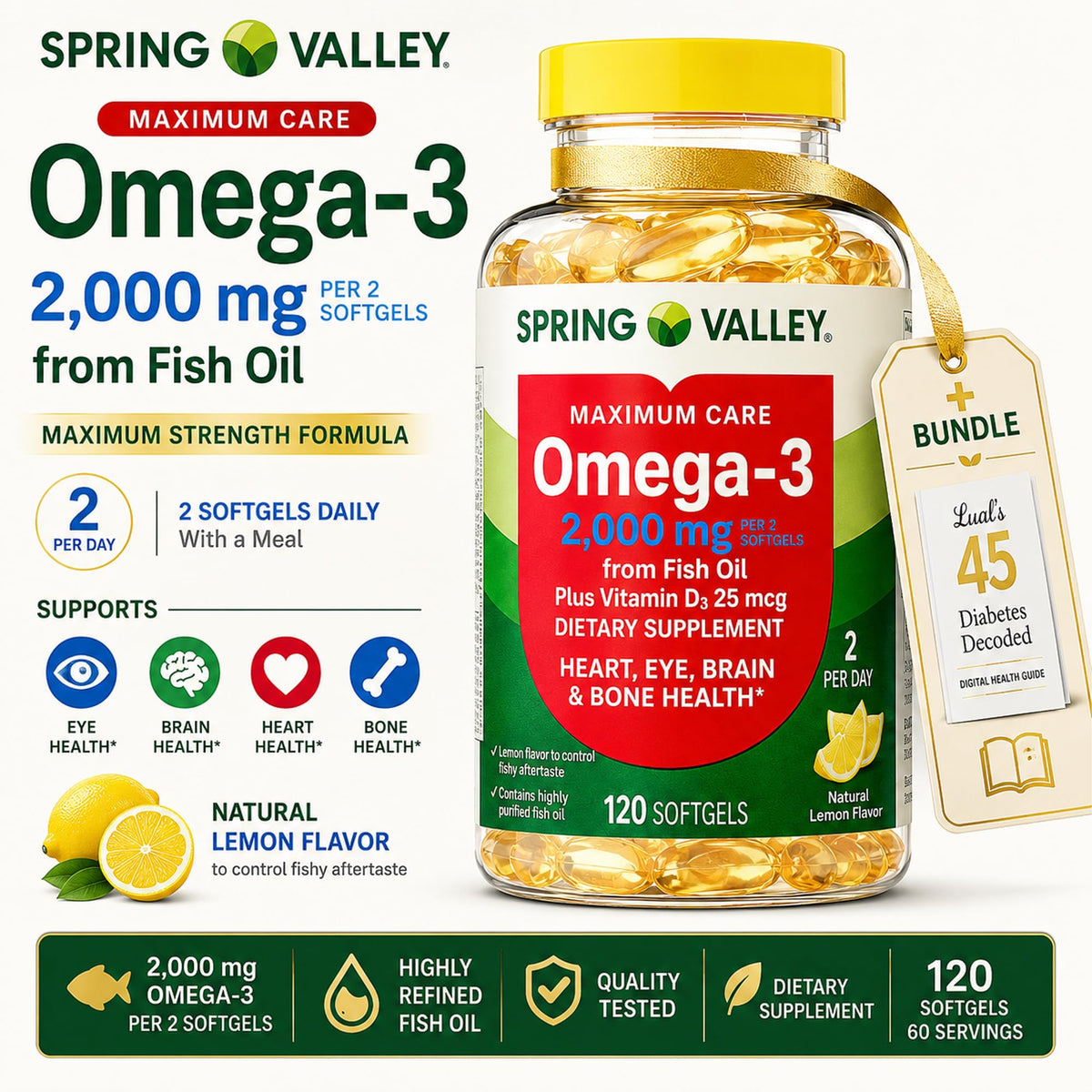 Omega-3 Fish Oil 2000 mg EPA DHA J4876