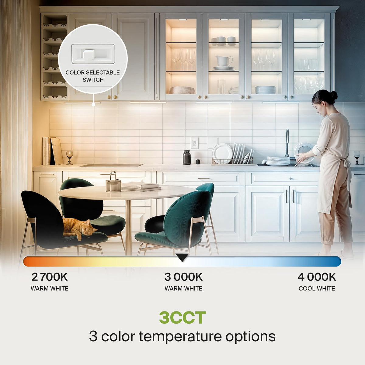 LED Under Cabinet Lighting 24 Inch Dimmable 3CCT White N603