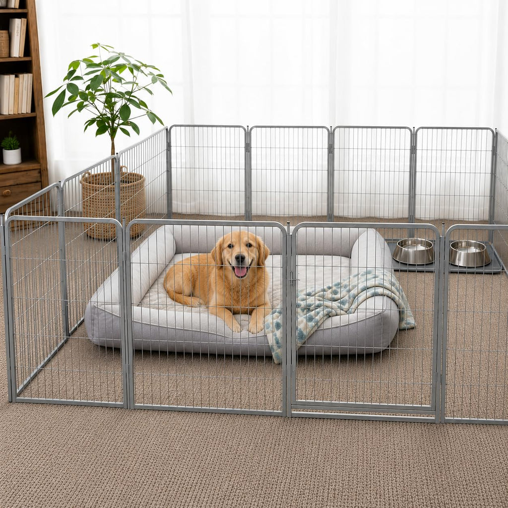 24 inch 16 Panels Heavy Duty Metal Portable Pet Playpen with Gate M2661