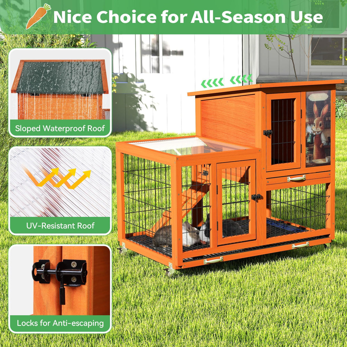 Rabbit Hutch with Wire Floor & Removable Tray N690517