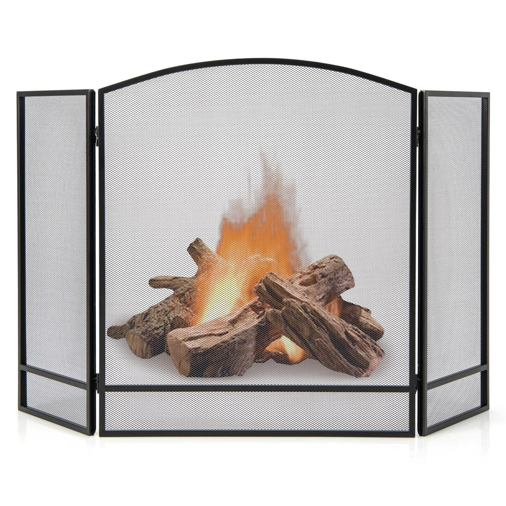 Black Wrought Iron 3 Panel Folding Fireplace Screen G518