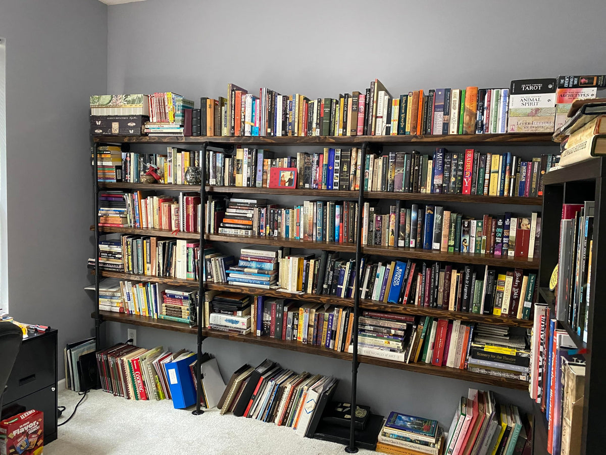 Industrial Pipe 5-Tier Wall Mount Bookshelf X438686
