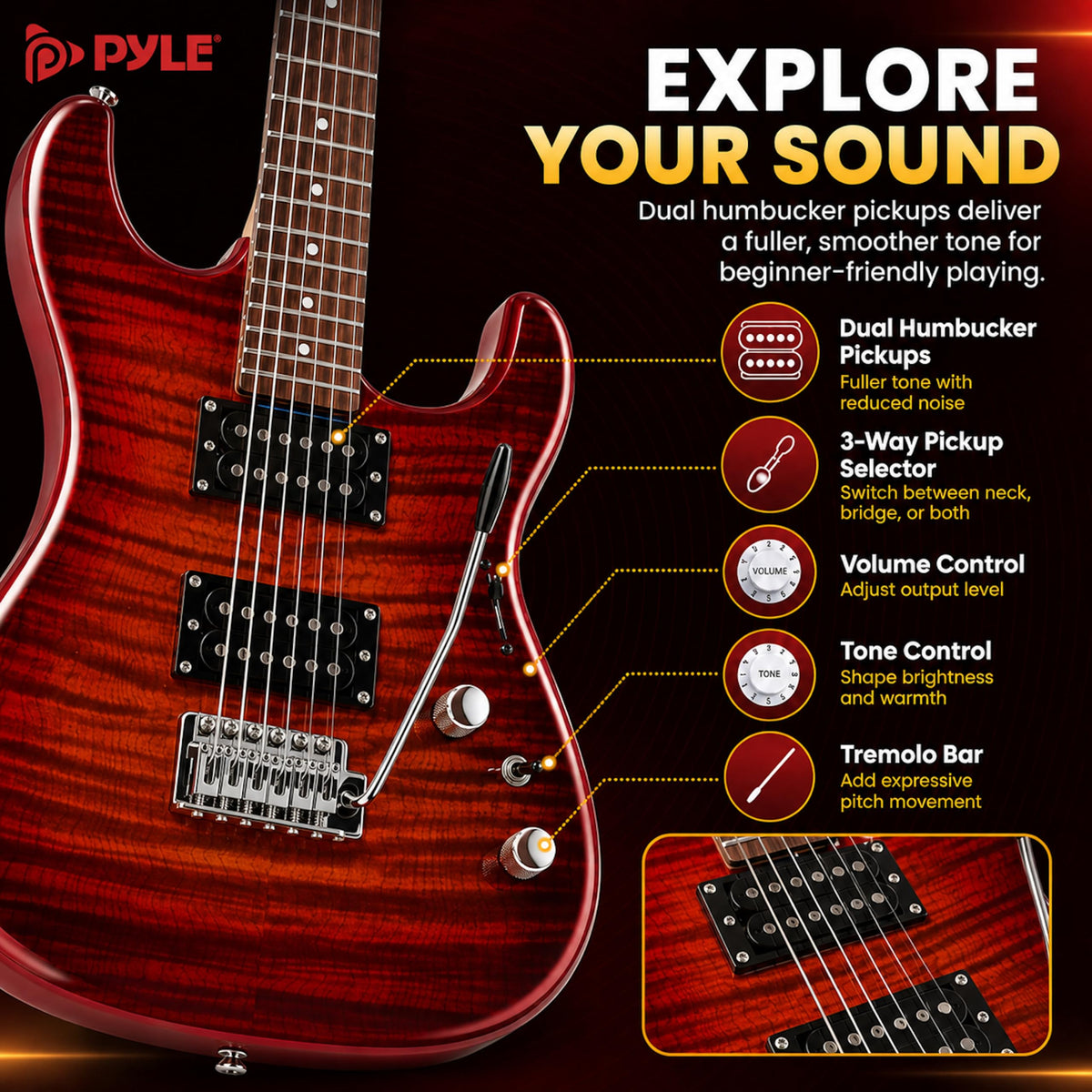 Red Full Size Electric Guitar Kit with Amp P8417