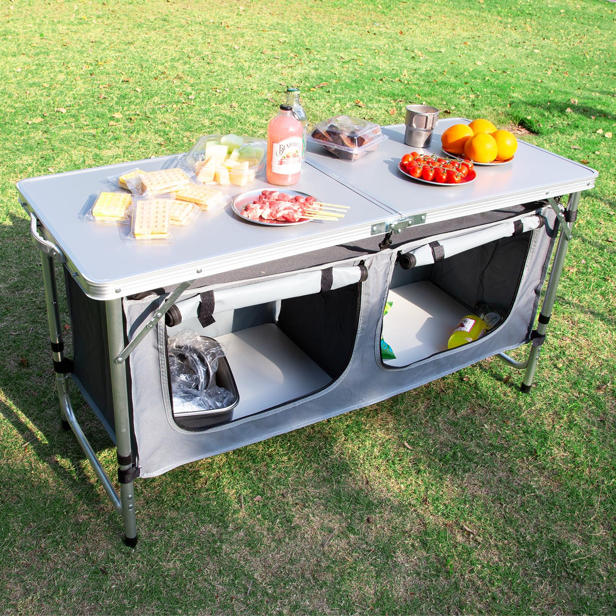Camping Table with Storage Gray U959