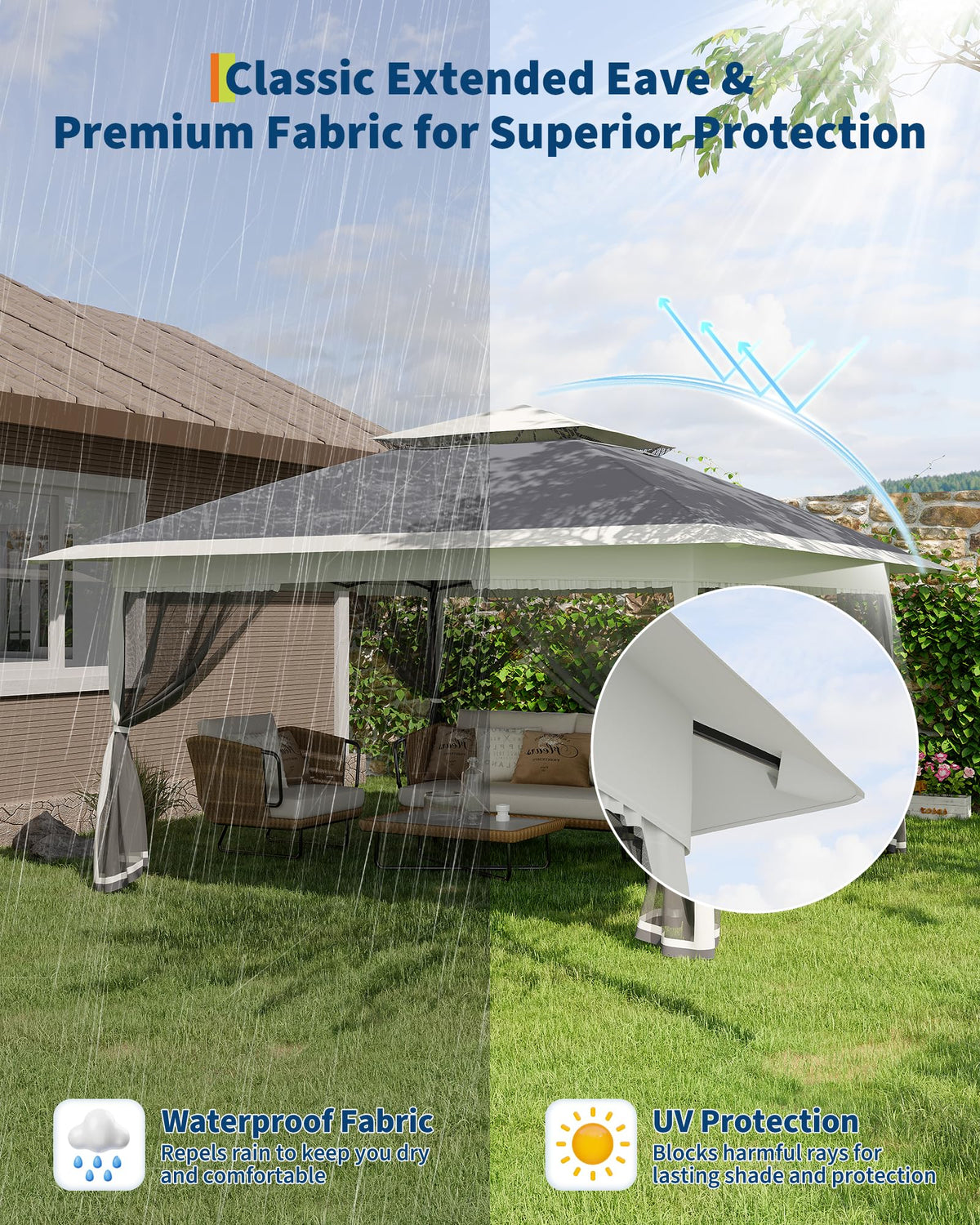 13x13FT Pop Up Gazebo with Mosquito Netting, Grey H154105